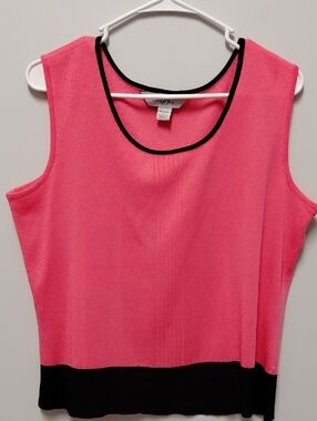 Ming Wang  Pink Knit Tank with Black Trim